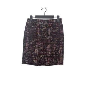 Ann Taylor Petites 0P Purple Black Colorful Tweed Pencil Skirt Back Zip Slit